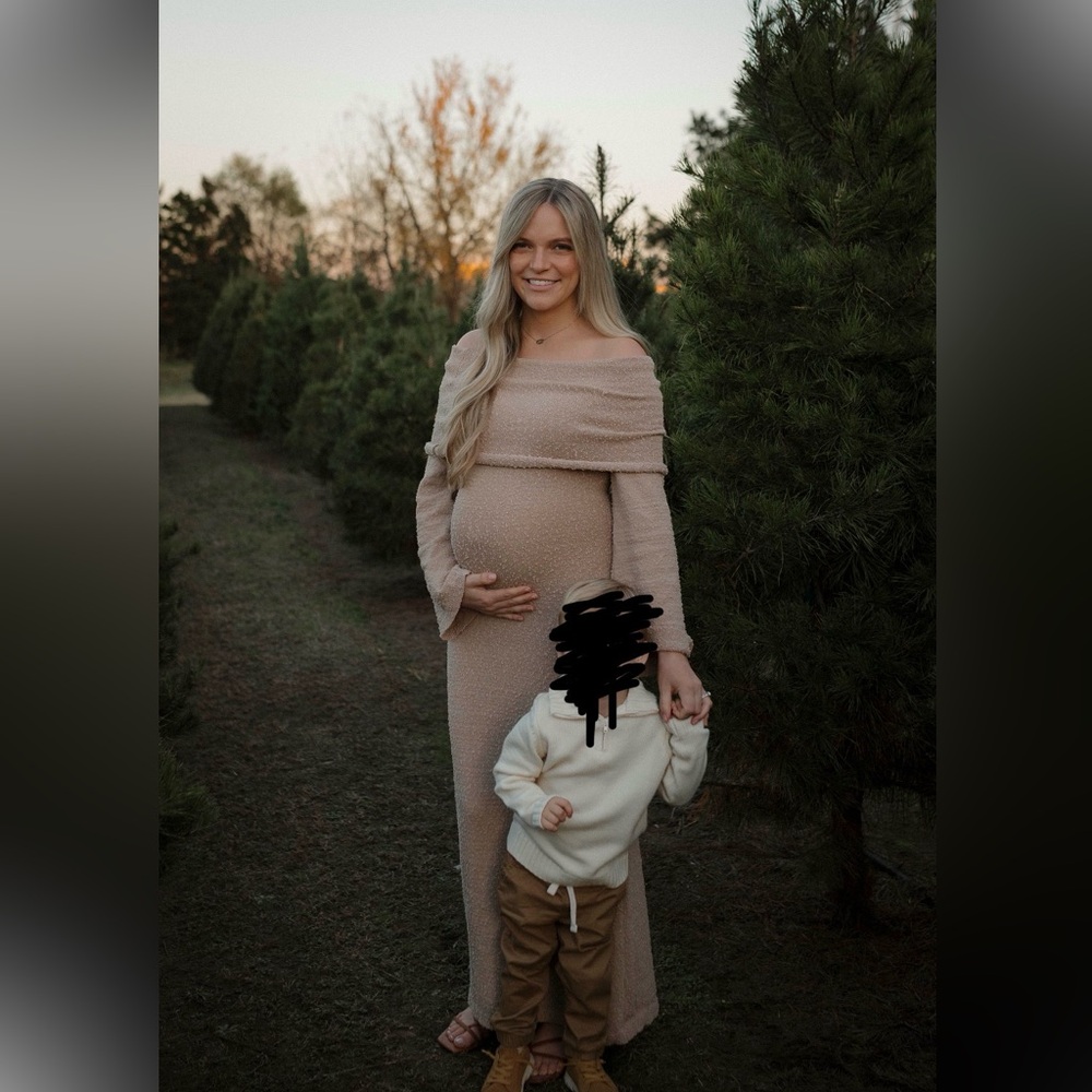 Off-Shoulder Taupe Dress